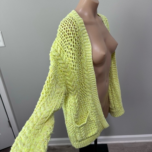 Anthropologie Serenity Open Cardigan Knit Sweater Lime Yellow Green XS/S - Picture 4 of 9
